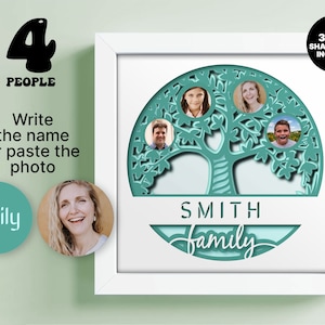 Personalized 3D Family Tree Shadow Box SVG: Cricut & Silhouette (Digital Download)