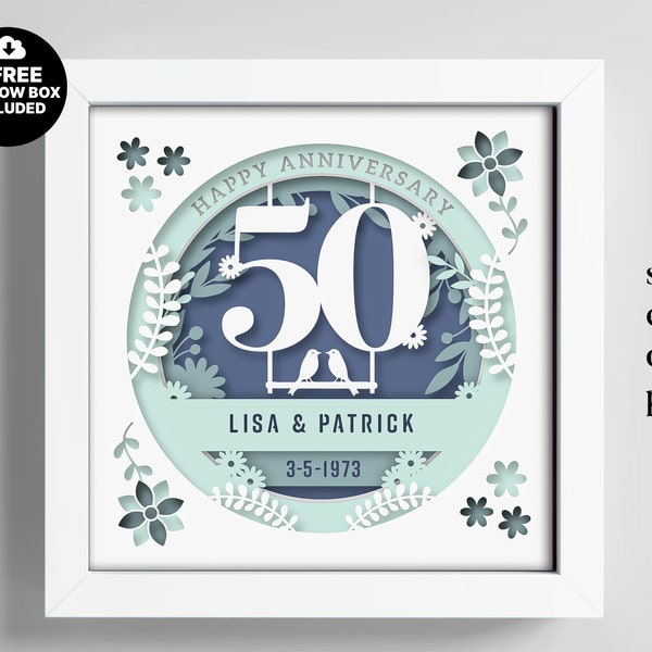 3D Anniversary 50 Years Shadow Box Custom Name and Numbers, Wedding Shadow Box, Anniversary Gifts, Files For Cricut, Template Lightbox Svg 3D Anniversary 50 Years Shadow Box Custom Name and Numbers, Wedding Shadow Box, Anniversary Gifts, Files For Cricut, Template Lightbox Svg
