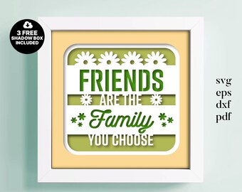 Freunde Schatten Box SVG | Best Friend Lightbox Papierschnitt | Freundschaft Geschenk Cricut Vorlage | 3D Freund Andenken | Digitaler Download