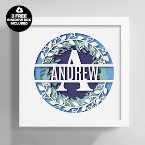3D Schattenbox Monogramm, benutzerdefinierter 3D Name, Geschenk Alphabet Familienname SVG, mehrschichtiges Dxf, Cricut Schattenbox, Papierschnitt Vorlage, Lightbox svg
