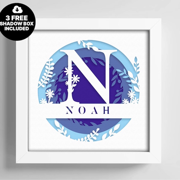 3D Shadow Box Name, 3D Custom Name, Alphabet Family SVG, Multilayer Dxf, Cricut Shadowbox, Papercut Template, Lightbox Svg