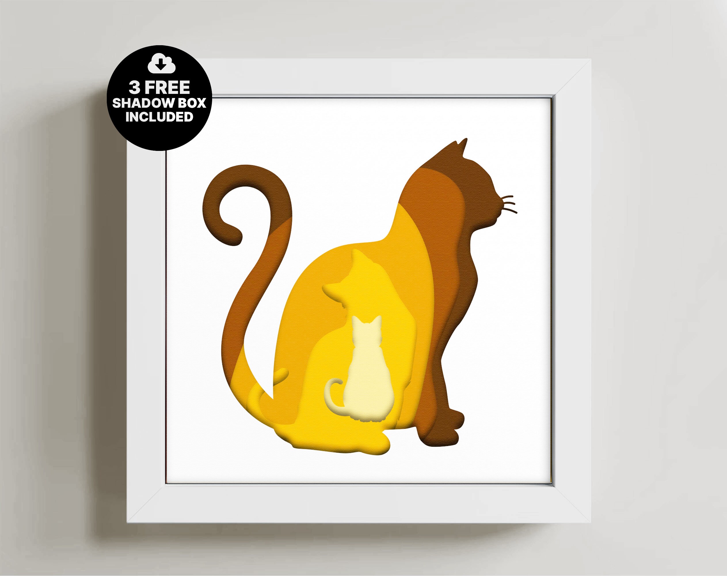 Cat Shadow Box Template, Multicolor Cat Svg, Multilayer SVG Dxf, 3D Cricut File, Papercut Template, Colored 3D Cricut Pdf, Autumn cat