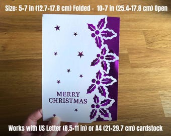 Mistletoe Christmas Card SVG – 3D Layered Holiday Card Template , Cricut & Silhouette Cut Files, Paper Cut Christmas Design