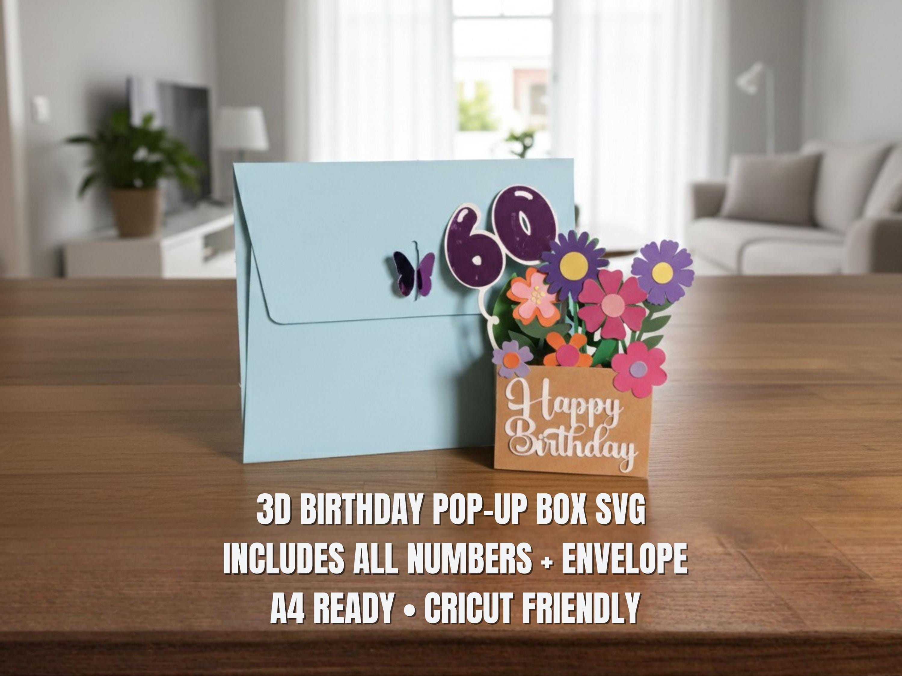Birthday Pop up Box SVG Any Age | 3D Birthday Card Template | Cricut ...