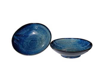 Japanese Blue Moon shallow bowls 17.0 cm X2