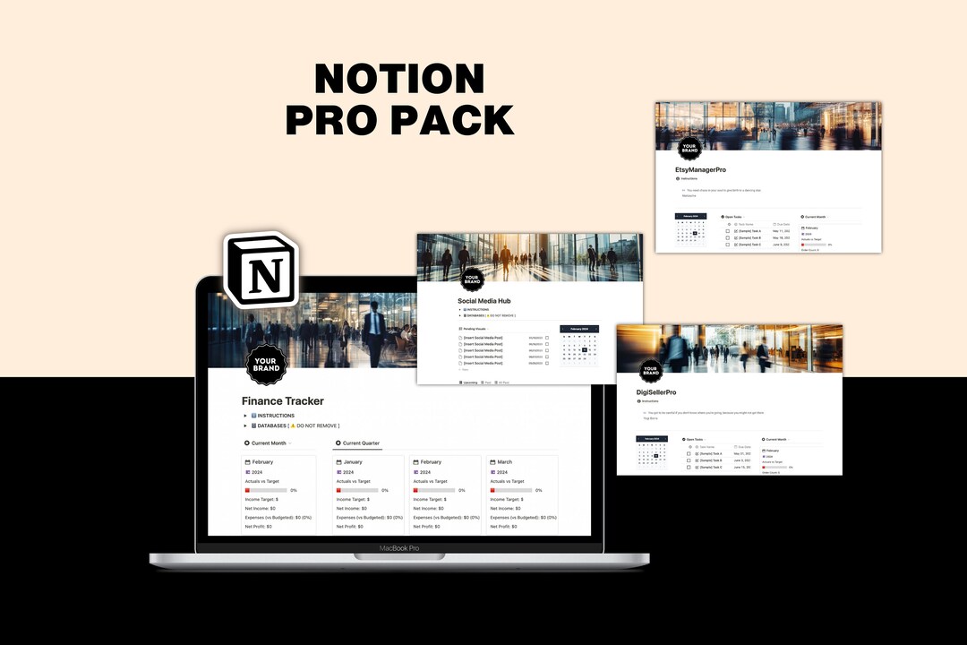 The Notion Bundle Pro Pack, Etsy Manager, Business Dashboard Notion ...