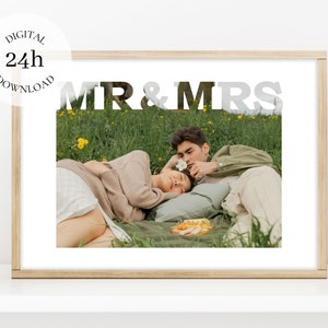 Custom Wedding Collage From Photos | Mr And Mrs Photo Gift | Printable Newly Weds Gift | Digital Anniversary Gift | Just Married Couple Gift