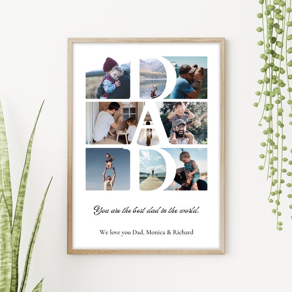 Custom Father's Day Gift | Unique Birthday Gift For Dad | Daddy Personalized Photo Collage | Customized Dad Gift From Kids | Gift With Love