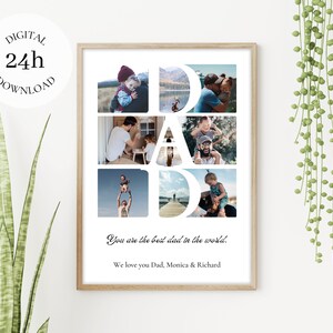 Printable Father&#39;s Day Gift | Digital Poster For Dad | Daddy Personalized Photo Collage | Customized Dad Gift | Birthday Gift With Love