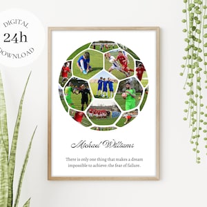 Custom Soccer Photo Collage | Digital Sport Poster | Gift For Sports Fan | Soccer Gifts For Boys | Personalized Soccer Coach Gift Printable