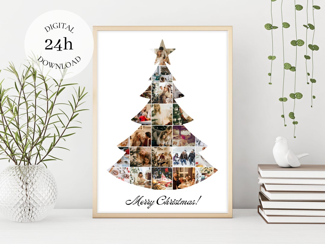 Printable Christmas Tree Photo Collage Personalized Etsy