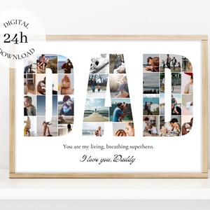 Printable Fathers Day Gift | Digital Birthday Gift For Dad | Daddy Personalized Photo Collage | Customized Daddy Gift From Son And Daughter