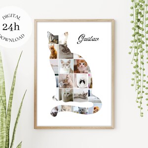 Cat Photo Collage | Cats Gift For Kids | Digital Printable Wall Art Decor | Cat Memorial Gift Personalized | Custom Gift For Cats Lovers