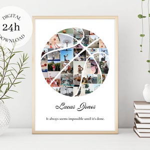 Personalized Basketball Photo Collage | Senior Night Gift | Digital Poster | Coach Appreciation Gifts | Custom Birthday Printable Gift
