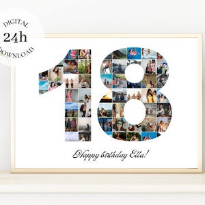 Presentes de 18º aniversário para meninas | Artigos de aniversário para 18 anos | 18o Poster feito sob encomenda de Digitas | Presentes adultos para ela | 18º aniversário