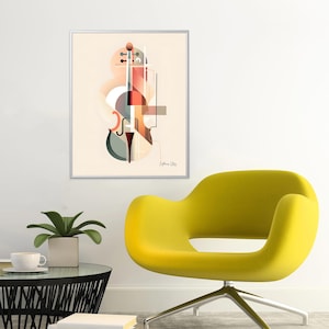 Abstract Guitar Art Print: Geometric Cubist Music Poster (Digital Download)