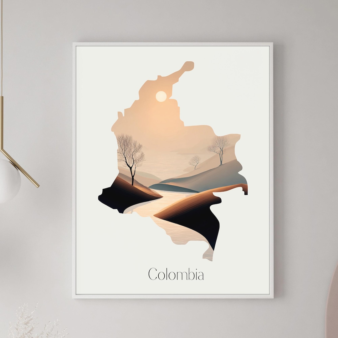 Colombia Map Wall Art Print: Landscape Nature Inspired Printable ...