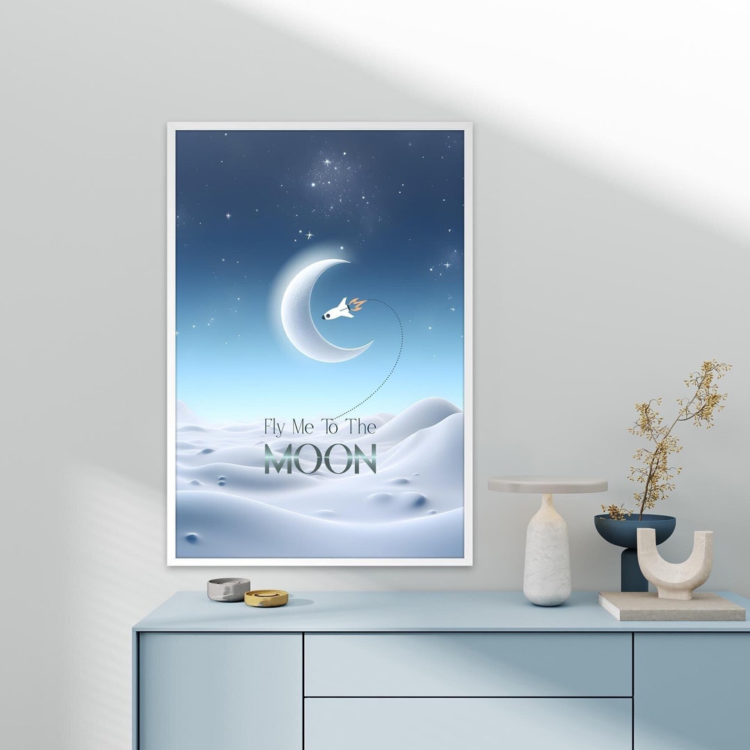 フライ・ミー・トゥ・ザ・ムーン アートプリント：フランク・シナトラの歌詞、宇宙テーマ（デジタルダウンロード） - Etsy 日本, image size:1080x1080