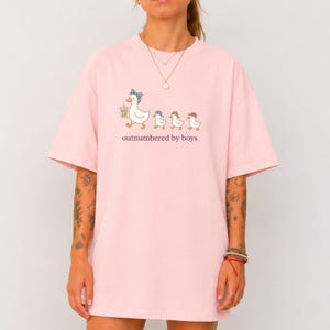 Outnumbered By Boys Shirt Funny Gift Idea for Mothers Day Birthday Gift for Boy Mom Silly Goose Graphic Tee Tshirt for Mom of 3 Boys Club Blossom