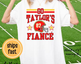 Go Taylors Fiance Shirt Funny Football Tee Shirt Cute Kansas City Fan Engagement Trendy Chief Party Unisex T-shirt Super Helmet Bowl Married
