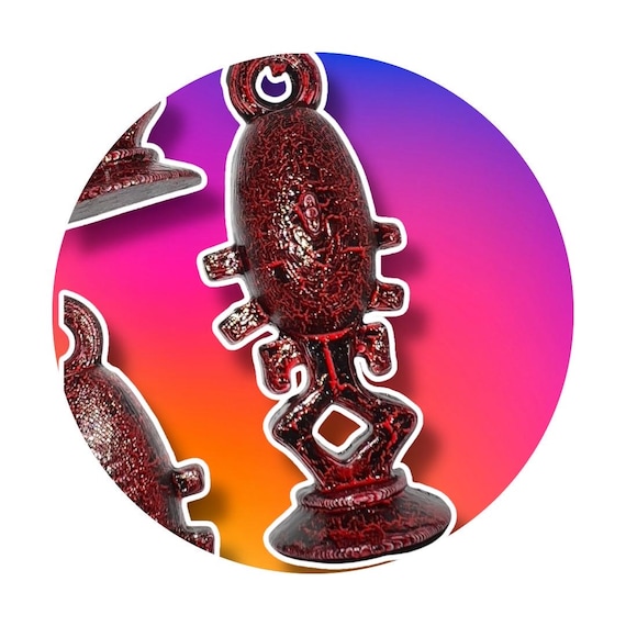 Red/Black Cracked Horga’hn Idol Statue Pendant