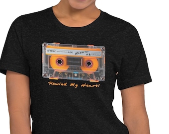 Cassettes Tape Premium Cotton t shirt, Rock Pop Techno 70' 80' 90' Music Urban Styles Music Tees Legendary Vintage t shirt, Heather Colors