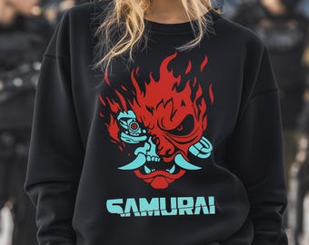 Sudaderas y suéteres premium Cyberpunk Samurai, estampados delanteros o traseros en sudaderas y en el frente en sudaderas, sudaderas favoritas de Johnny Silverhand, regalo