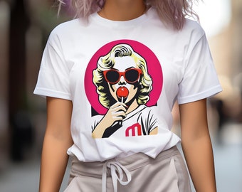 Marilyn Monroe Lollipop Art Premium Unisex t shirt, Pop Urban Style t shirt, Legendary Muse tee, Pop Art  t shirt, Hollywood Legend Shirt