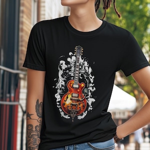Legendary Guitar Short & Long-Sleeved Tees, Psychedelic Guitar Player, Guitar Shirt, Guitar Masterpiece, Fender Guitar, Christmas Music Gift