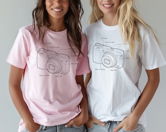 Camiseta Ricoh GR with a Twist de algodón orgánico con estampado en la parte delantera y trasera. Regalo ideal para fotógrafos callejeros. Accesorios Ricoh.