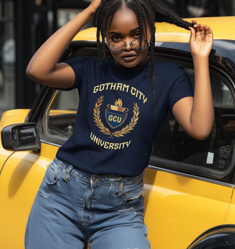 Gotham City University Women & Unisex t shirts, Classic Uni Style, Comic Book College, Superhero Gift, Gotham Uniform Tee image 4