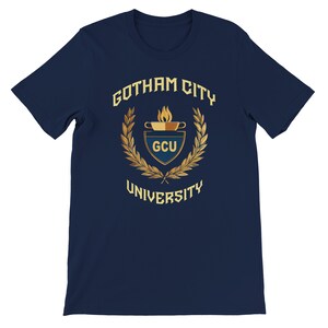 Gotham City University Womens Premium Cotton T-shirts, Classic University Style, Comic Book College, Gotham Fan Shirt, Superhero Gift, Gotham Uniform, superhero apparel,  T-shirt Tee, gift for her, gift for students, Special  gift, Legendary t-shirt, Vintage Cult Movie T-shirt, Womens Bella Canvas Cotton