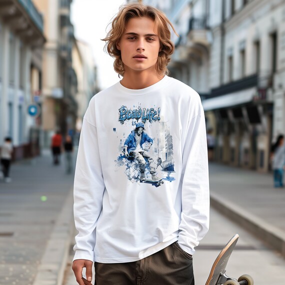Long sleeve skater shirt discount