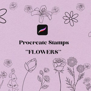 20 Flower Stamps and Brushes for Procreate, instant Download