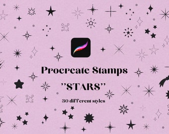 30 Celestial Star Stamps and Brushes for Procreate, instant Download