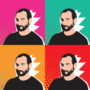 Aangepast pop-artportret van een foto. Andy Warhol-manier