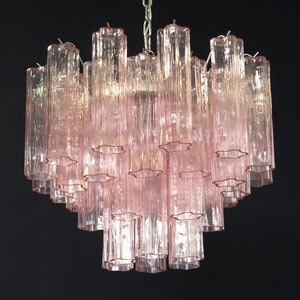 Fantastico lampadario a tubo in vetro di Murano - 36 tubi in vetro rosa
