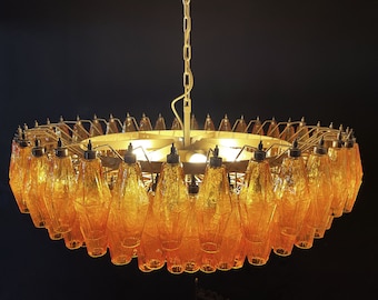 Fancy Amber Murano Chandelier - 185 AMBER  Glasses poliedri Shape