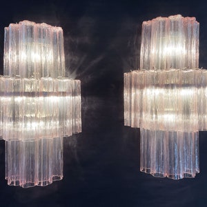 Sconce on 3 levels with 18 rose &quot;star trunk&quot; - Murano glasses -handmade in Italy