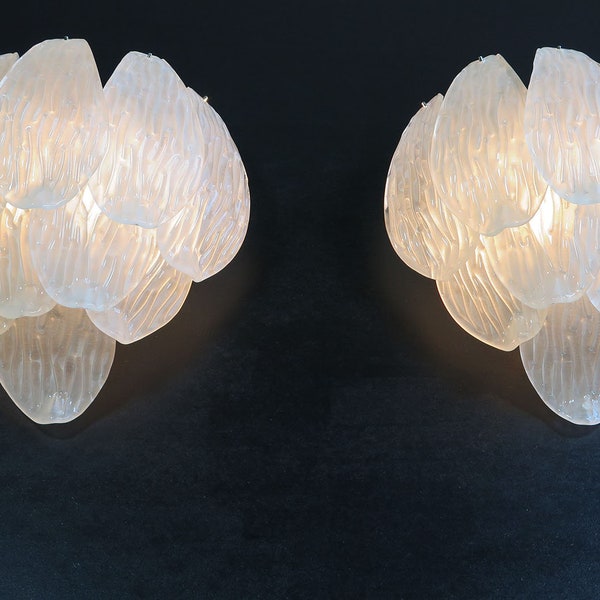 Pair of Italian Murano glass wall sconces - "ice"effect 1 PIECE