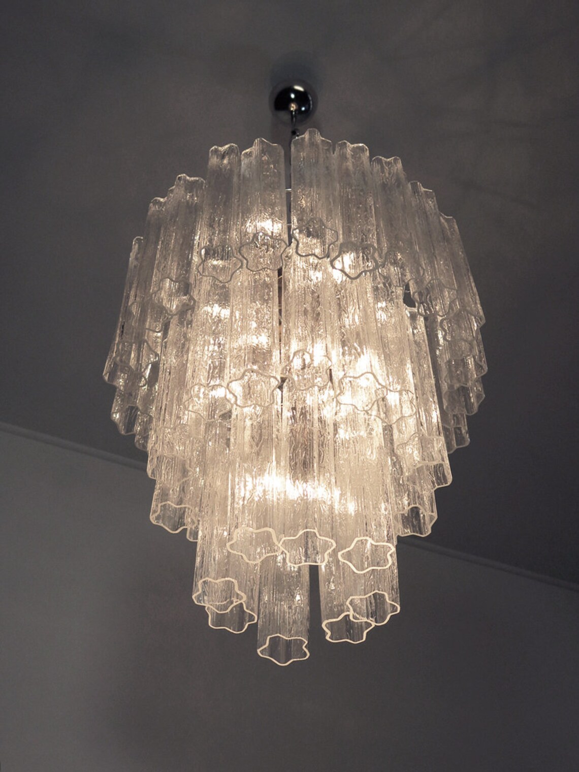 Large Three tier Venini Murano Glass Tube Chandelier 48 Crystal large-three-tier-venini-murano-glass-tube-chandelier-48-crystal