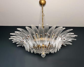 Lustre / plafonnier de Murano Original Palmette, verres TRANSPARENTS