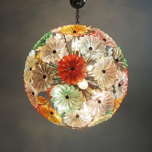 Multicolor Flower Sputnik made in Murano -  Italian multicolored chandelier – 51 Daisy multicolored glasses
