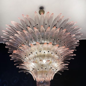 Palms Ceiling Light/ Chandelier  - 4 levels, 163 pink/rose glasses