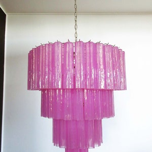 Huge Murano Glass Tiered Chandelier - 78 glasses - pink fuxia silk