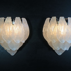 Pair of Italian Murano glass wall sconces - &quot;ice&quot;effect 1 PIECE