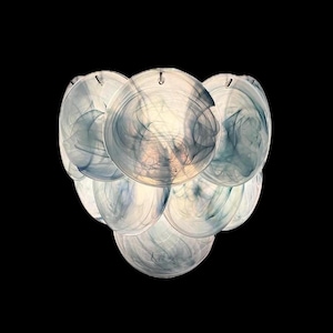 Vistosi Style Wall Sconces: Iridescent Alabaster Blue Glass Discs