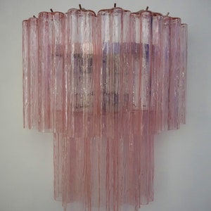 Pair of Murano Glasses Tube - wall sconces – 13 pink glasses