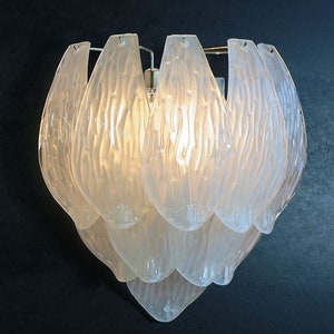 Pair of Italian Murano glass wall sconces - &quot;ice&quot;effect
