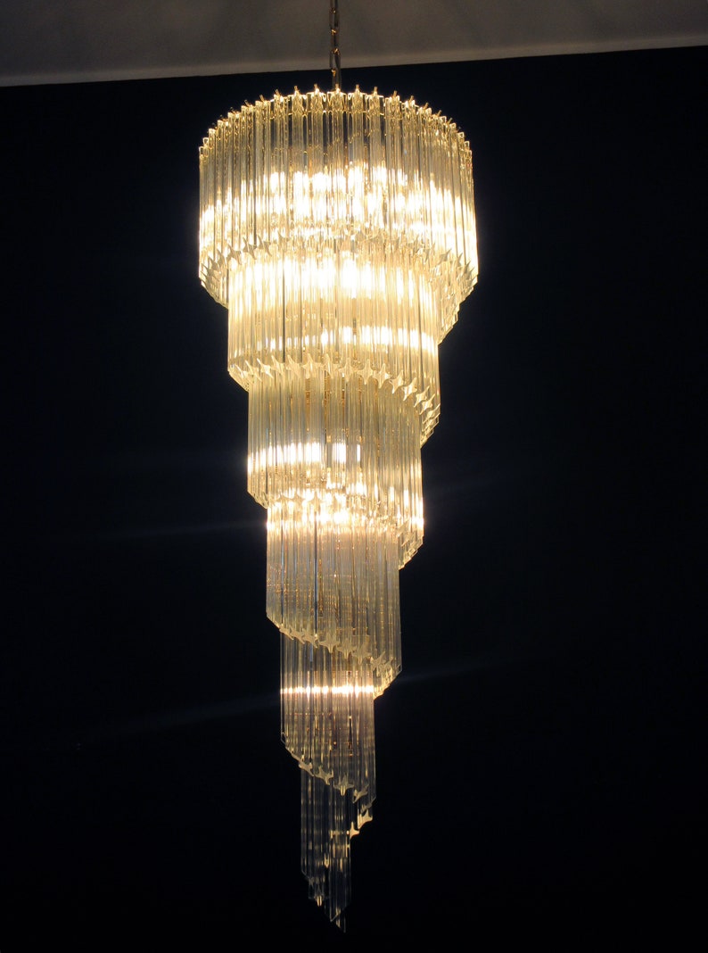 Spiral Chandelier 166 Transparent Quadrihedrons (bass Base) - Etsy